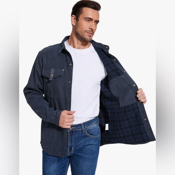 Flannel Lined Jacket Vintage Snap Button Western Rugged Outdoor Cowboy Jacket - Picture 1 of 12